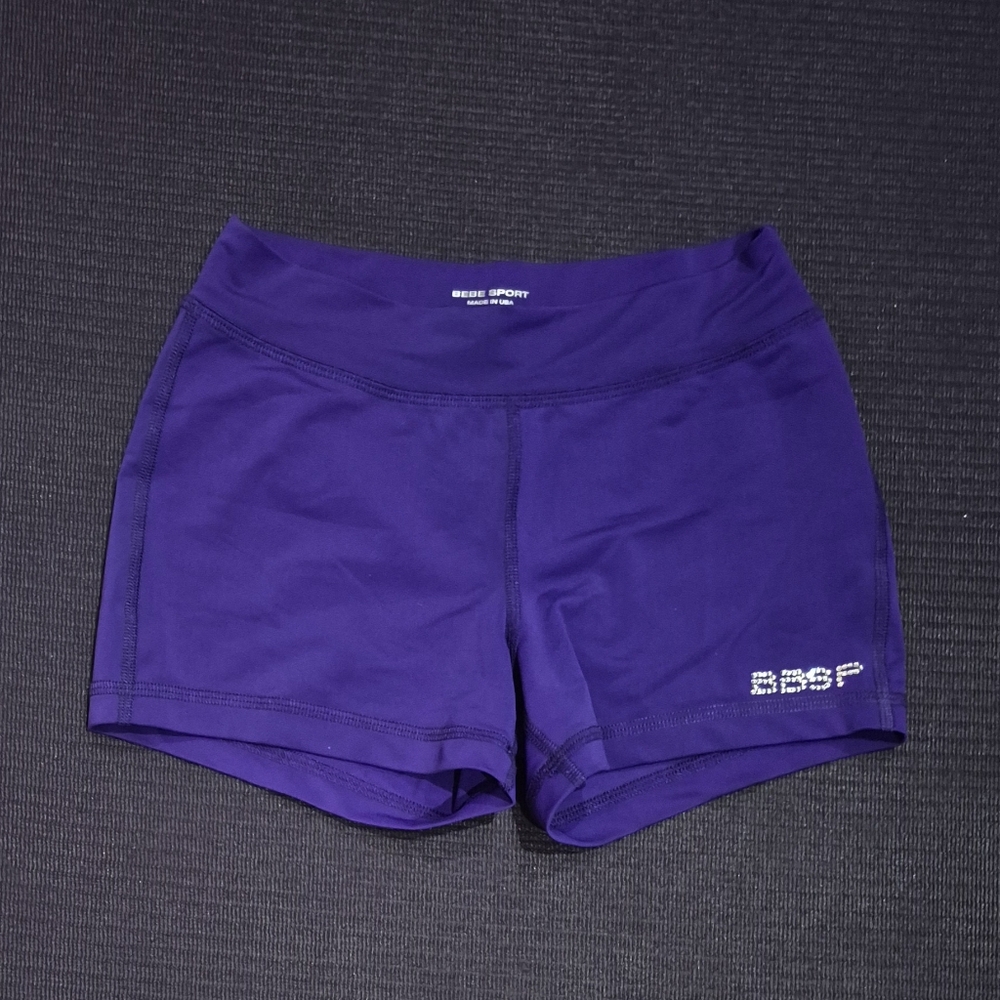 *NWOT* Bebe Sport Crystal Logo Women's Purple Shorts - XS.